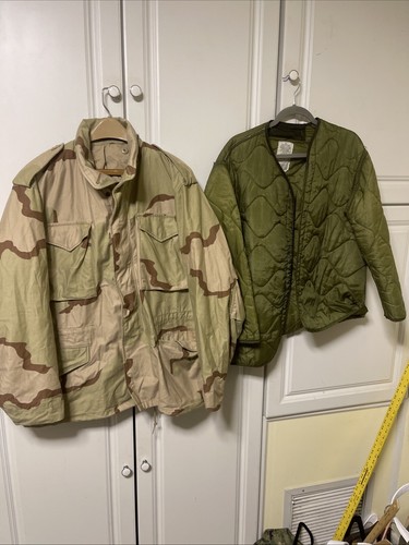 US Army Desert Camo M65 Field Jacket Cold Weather Coat Medium Regular With Liner