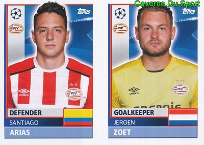 PSV4-5 JEROEN ZOET SANTIAGO ARIAS PSV STICKER CHAMPIONS LEAGUE 2017 TOPPS