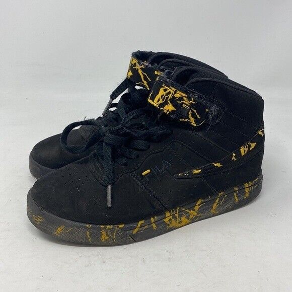 FILA Vulc 13 black yellow Splatter sneakers youth size 2 | eBay