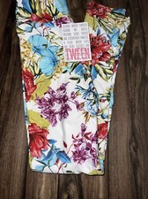 Lularoe Nuevo Difícil de Encontrar Se Ajusta a Tween 0/00 Blanco Tropic Floral Leggings Mayor Unicornio 🦄