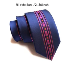 Classic Striped Blue Pink Silk Skinny Slim Men's Necktie Tie 6cm/2.36inch