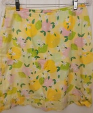 Vintage Lilly Pulitzer Skirt Fruit Lemon Limes Size 10 Floral Yellow Green Pink