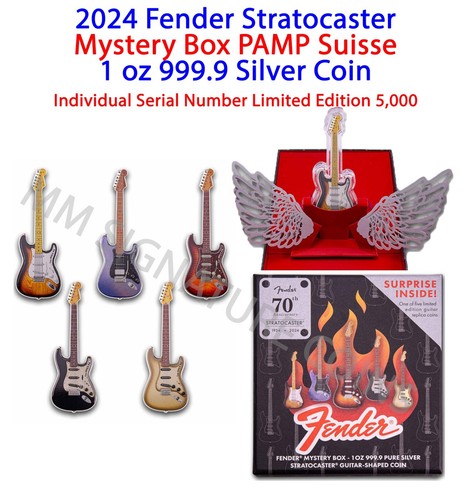 2024 1 oz Silber Fender Stratocaster Gitarre 70th Anniversary Mystery Box 5 Diff! - Bild 1 von 4