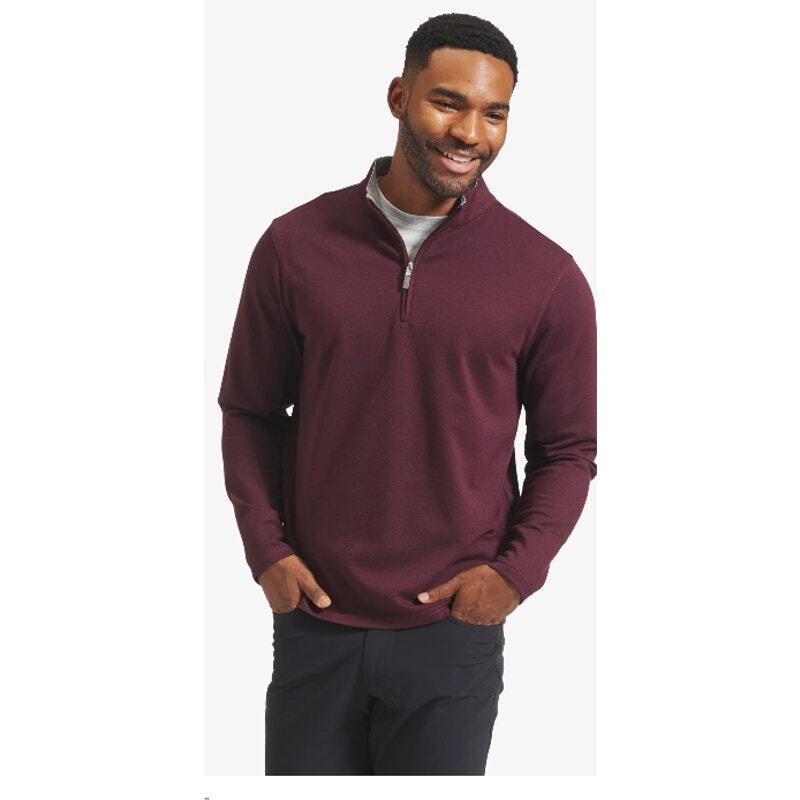 Mizzen+Main Mens Proflex 1/4 Zip Pullover Performance Classic Burgundy  Casual XL