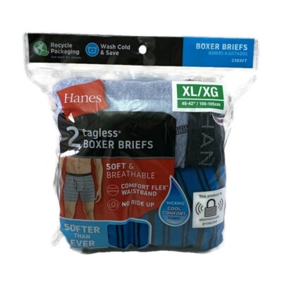 Hanes Mens Boxer Briefs pk Tagless Wicking Sizes 32-34M, 40