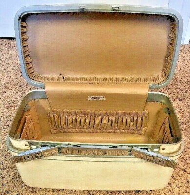 Vtg TRAIN MAKEUP CASE SAMSONITE SILHOUETTE White LUGGAGE TRAVEL TOILETRY  Deco