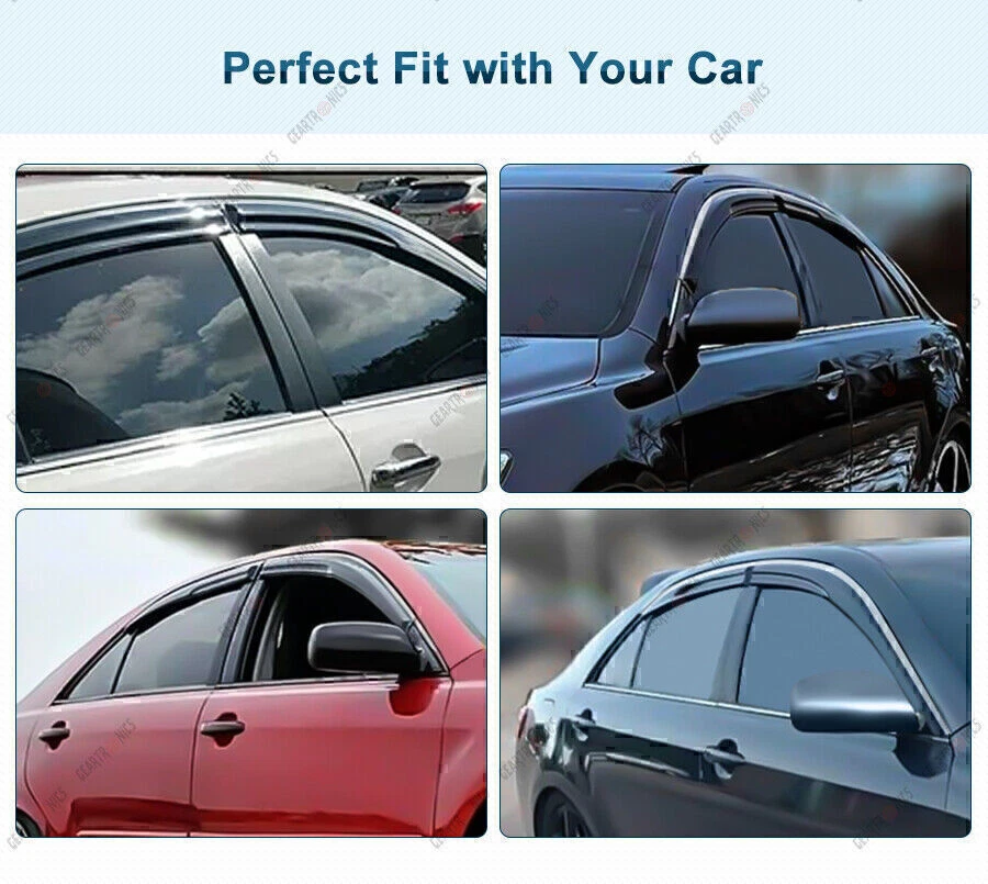 Para Toyota Camry 2007-2011 Visera de ventana Ventilación Protector de lluvia Deflector con moldura cromada Foto 2 de 4