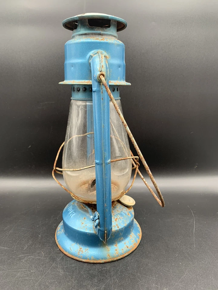 Très Ancienne Lampe Tempête Dietz N20 Junior En L’état Bleue - Photo 2/4