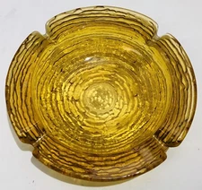 Vintage Anchor Hocking Soreno Glass Ashtray Honey Amber Mid Century 6 1/4" Round