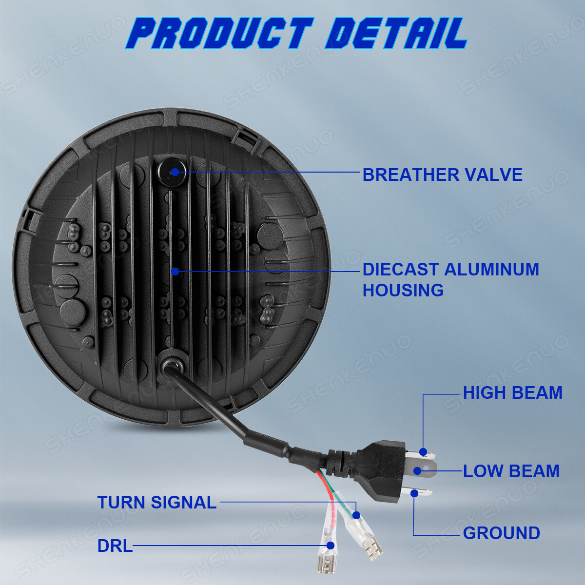 7'' LED Headlight Round Projector Hi/Lo+ 4'' Fog Light For Freightliner ...