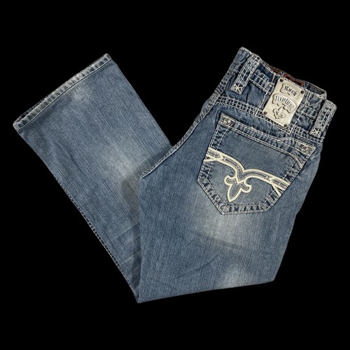 Men’s Rock Revival Jeans Size 34x28 Straight Relaxed Blue Light Wash Denim Mitch