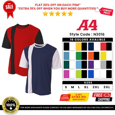 A4 N3016 Men's Polyester Bird's Eye Mesh Tee Legend Soccer Jersey T-Shirt