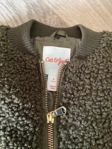Cat & Jack Long Sleeve Youth Girl Size S Small Gold Zipper Green Jacket EUC - Picture 5 of 10