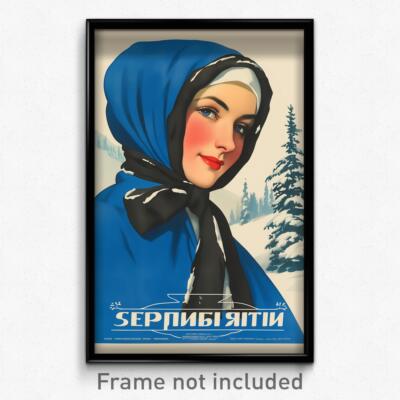 Russian Movie Poster - Woman Feeling Delighted, Shady Blue Capelet (Art Print)