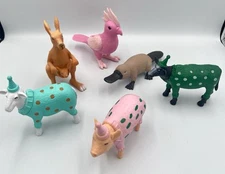 Lot of 6 Ankyo Farm Animals Birthday Hat Pajamas Pig Cow Sheep Parrot Platypus