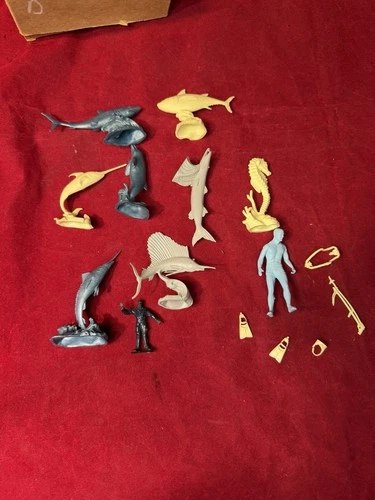 1960 MARX 54MM SKIN DIVER & MONSTERS OF THE DEEP SET-NICE & VINTAGE