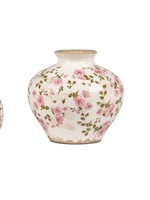 Keramik Blumenvase Mit BlüTen-Dekor, Vintage-Optik,13 Cm