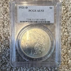 1921-D Morgan Silver Dollar $1 PCGS AU53 Slabbed Coin Cert 18116842