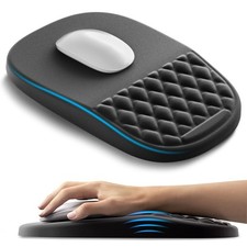 Ergonomic Mouse Pad Wrist Rest 2 in 1 Memory Foam Massage Nubs Non-Slip Black