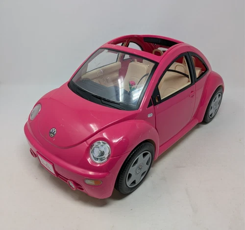 2000 Vintage Mattel Barbie Car 17" - VOLKSWAGEN BEETLE VW Pink Bug Sunroof