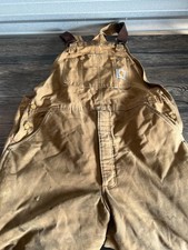 Carhartt R02 BRN Insulated Bib Overalls Men 40x32 Brown Cotton Duck Workwear