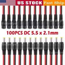 DC Power Pigtail Cable Plug 18AWG 2.1mm X 5.5mm 12V 5A Male & Female Connectors