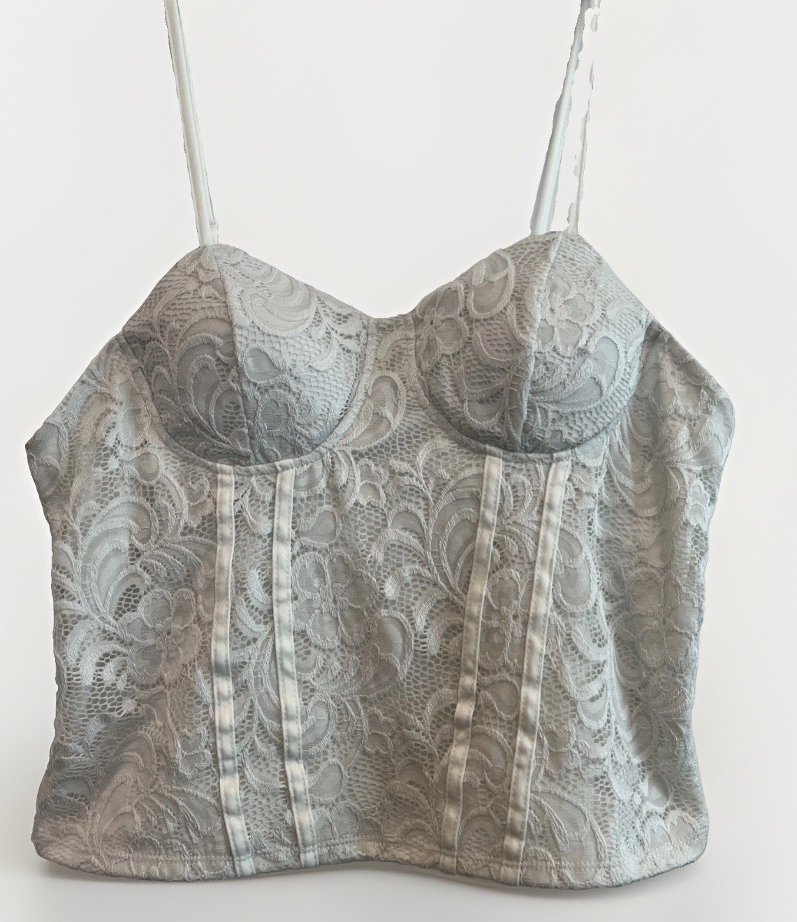 Women’s XXL No Boundaries White Lace Boho Feminine Adjustable Strap Corset Top