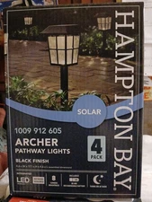 8 Pack Hampton Bay Archer Black Integrated LED Outdoor Solar Path Light brandnew