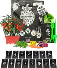 15 Tactiko Urban Garden Vegetable Seed Kit Varieties - Non-Gmo Heirloom Popular 