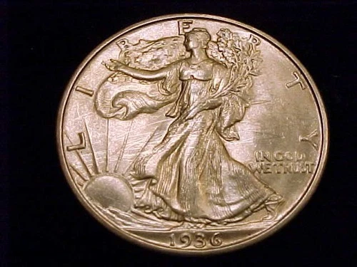 1936-D  Walking Liberty Half Dollar, About Uncirculated Grade