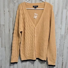 33 Degrees Oversized Chunky Cable Knit Button Up V Neck Cardigan Size Medium