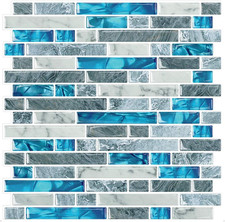 STICKGOO 10-Sheet Peel and Stick Backsplash Tiles Blue, Self Adhesive Kitchen Ba