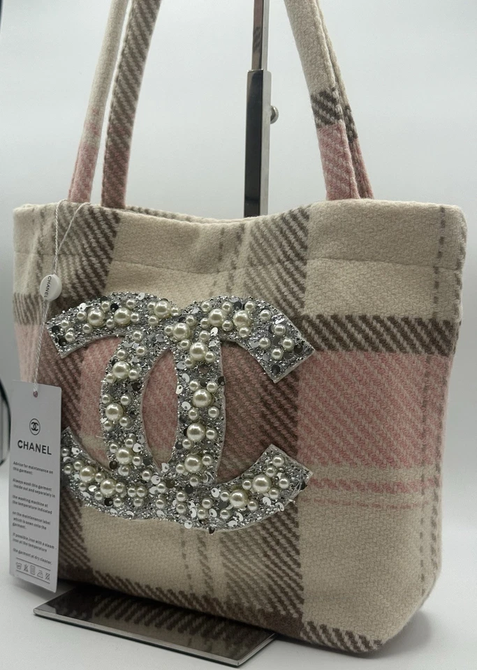 Chanel Tweed Pink Tote Bag With CC Logo, Gift With Purchase VIP Novelty Tote - Image 3 of 4