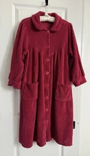 Vintage Collections Etc. Chenille Robe Housecoat Buttons Pockets M