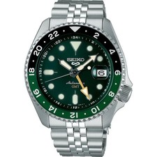 Seiko Men's 5 Sports SKX GMT Automatic Green Dial Watch - SSK035K1 NEW