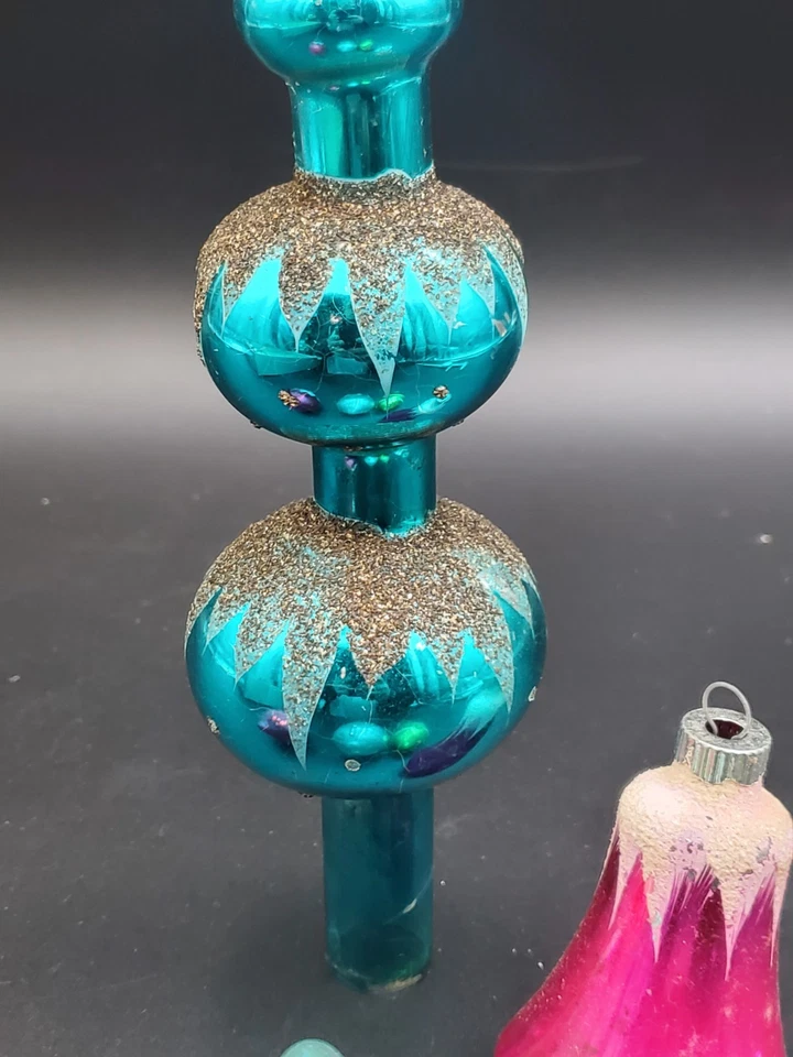 4 adornos de vidrio vintage, acabado brillante Brite y azul para adorno de árbol Foto 2 de 4