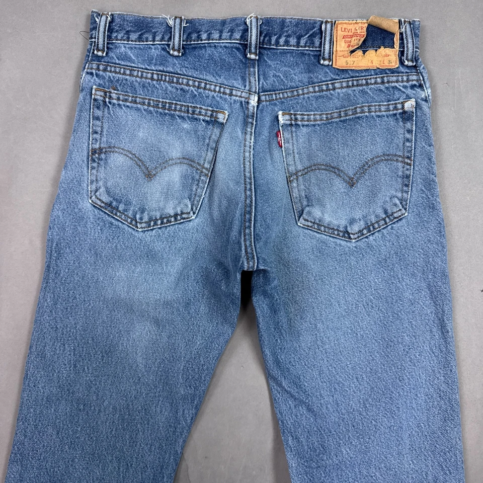 Levis 517 Jeans Men 32x30 Blue Bootcut Slim Pant Western Cowboy Washed Out Faded - Image 4 of 4