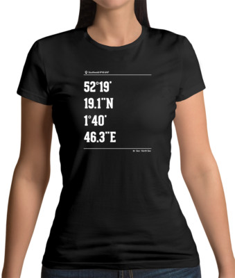 Surfing Coordinates Southwold Damen T-Shirt - Surf - Surfer - Strand - Board Meer