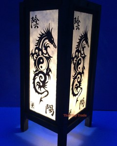 Thai Vintage Handmade Art Dragon Bedside Table Light Wood ...