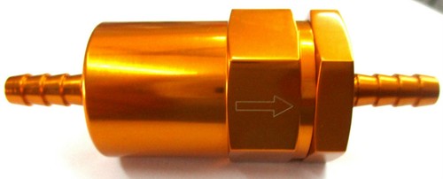 3/8" barbed hose Fuel Filter cleanable Street Flow show Polished gold - 第 2/2 張圖片