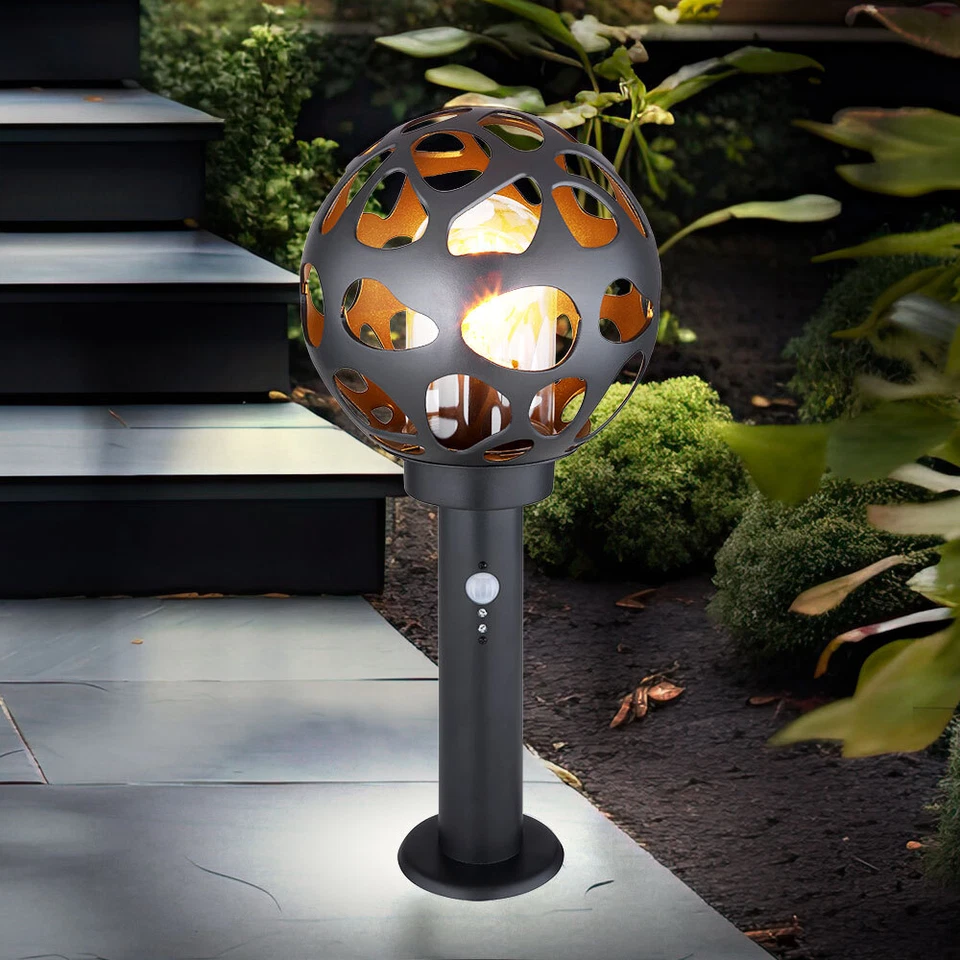 Stehlampe Sockel Außenlampe Bewegungsmelder Gartenleuchte Kugel Wegelampe H 45cm - Bild 3 von 4
