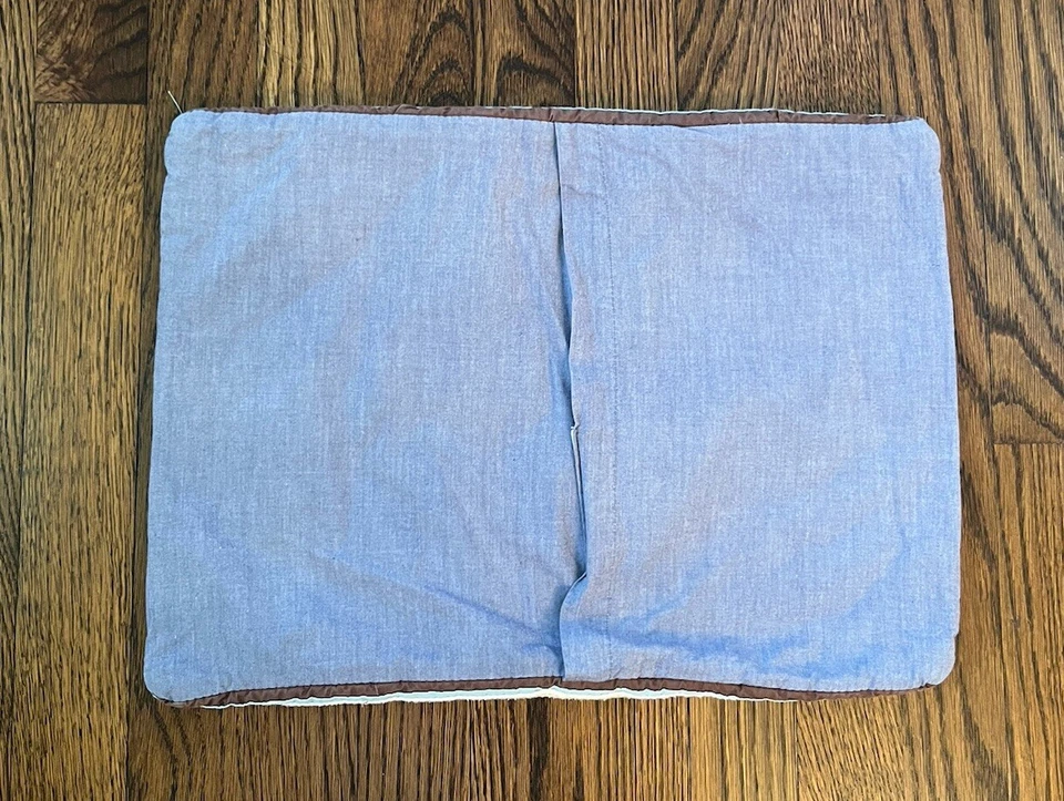 Pottery Barn Throw Pillow Cover Kids Football Red Blue Chambray Brown 12 X 16” - Image 2 of 4