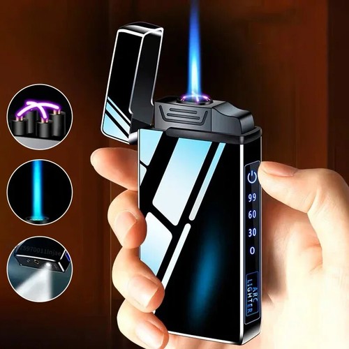 Power Display USB Charge Plasma Butane Gas Lighter With Flashlight 3in1 Jet - Picture 8 of 30