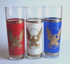Vintage Bicentennial American Eagle Tom Collins Glasses Set of 3 Patriotic Barwa
