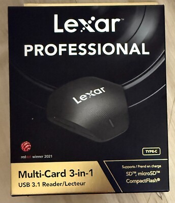 Lexar Professional Multi-Card 3-in-1 USB 3.1 Memory Reader SD microSD CF Cards