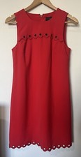 J Crew Cranberry Red Scalloped Hem Sleeveless Mini Shift Dress Size 2