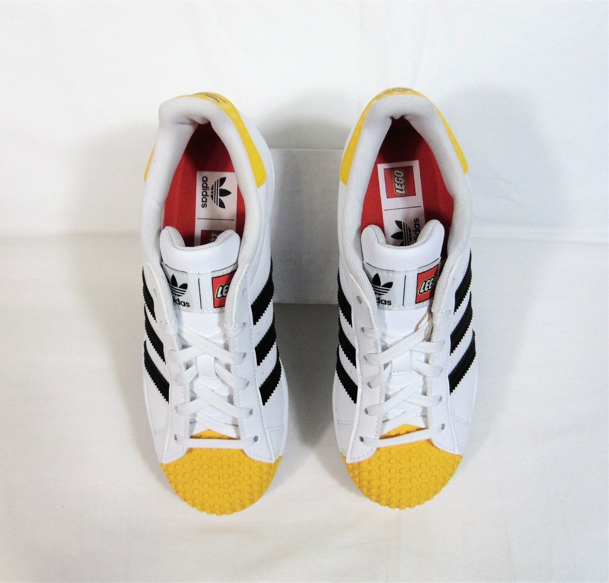 Adidas Superstar J x Lego White & Yellow Casual Shoes Sz 4.5