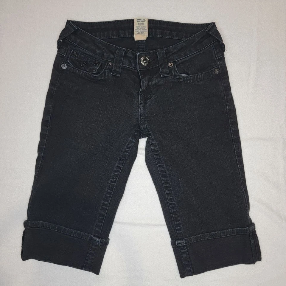 TRUE RELIGION Jorts Women's Size 28" Black Y2K Grunge - Image 2 of 4