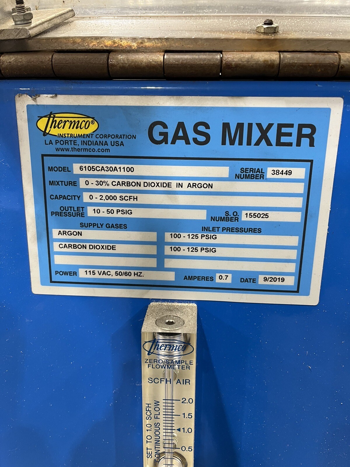 THERMCO Instrument 6105NA20A1100 WELD 6105 GAS MIXER Argon Carbon