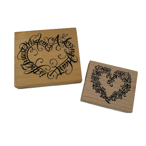 Lot de 2 timbres en caoutchouc cœurs fabriqués aux États-Unis K-1466 & G-1251 psx albums de mariage - Photo 1 sur 12